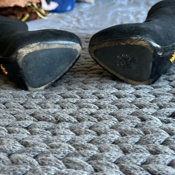 Prada Black Suede Platform Stilletto Ankle Boots - Picture 7 of 11